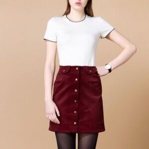 Vanilia Mini Skirt Micro Corduroy Dark red Burgundy Academia Size M
